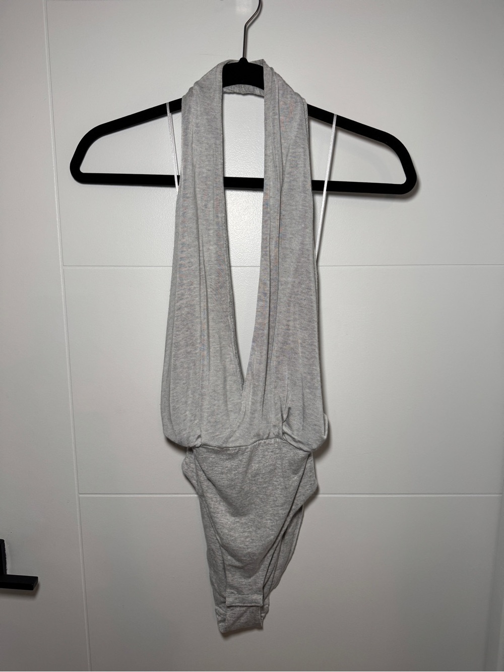 H&M Light Gray Halter Draped Bodysuit